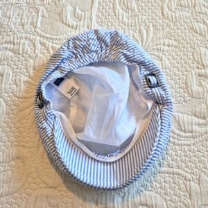 Janie and Jack boys size 12 to 24 months seersucker blue and white pageboy hat